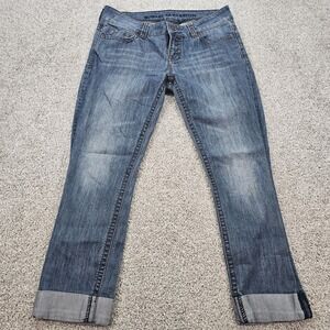 Buffalo David Bitton Womens Ankle Cuff Blue Straight Jeans Size 29